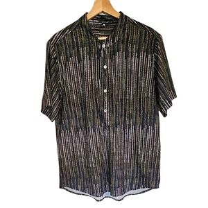 Men's zaful shirts size Medium black button down geometric